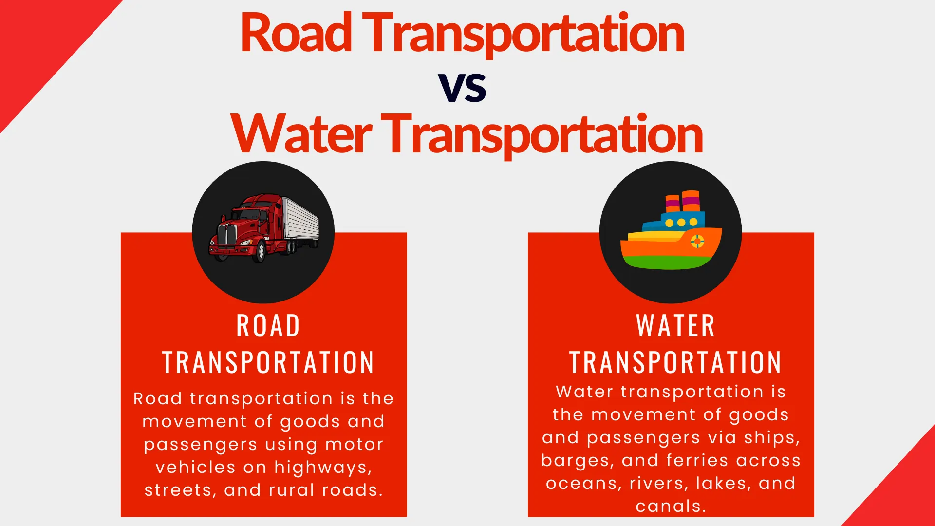 Road Transportation Vs Water Transportation