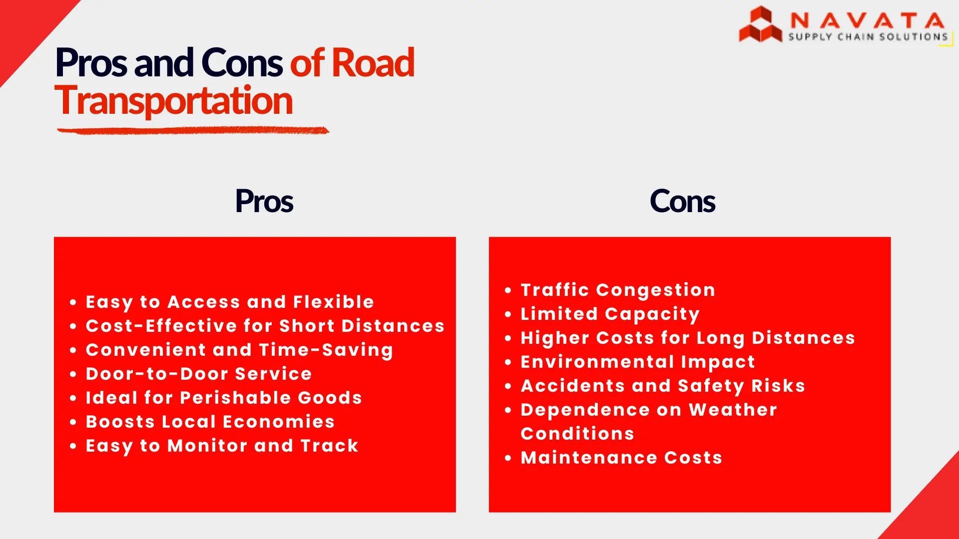 Pros and Cons of Road Transportation