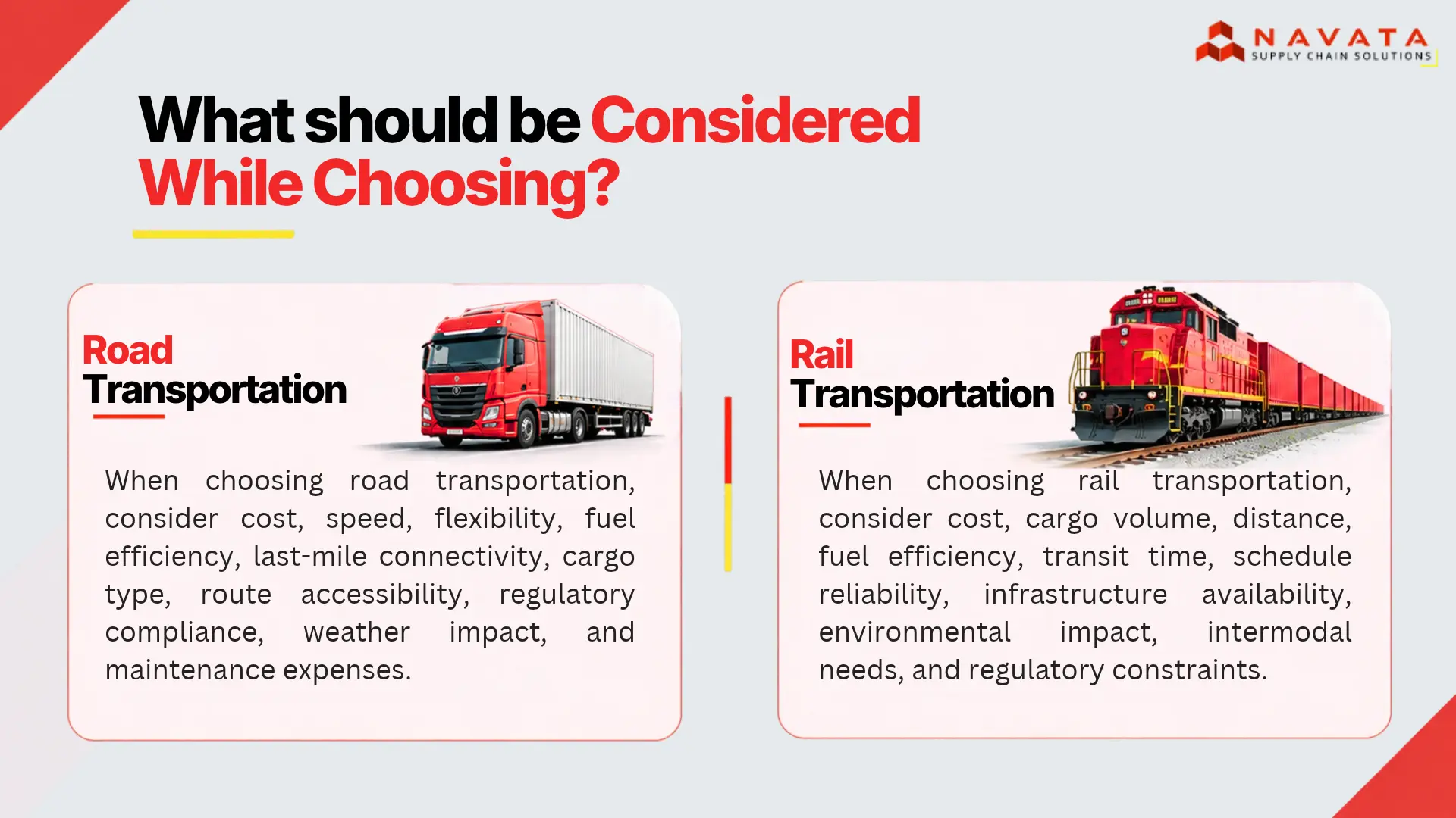 Road Transportation vs Rail Transportation